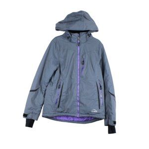 LL Bean Gray Nylon Rugged Ridge Parka Winter Ski Hooded Jacket Size M